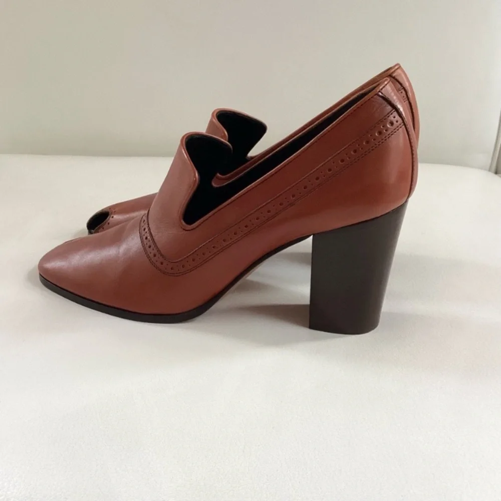Celine Leather Brown Peep Toe Pump 80 SZ 6/36 - Picture 2 of 12